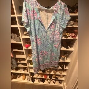 Lilly Pulitzer Blue and Pink Floral Midi Dress